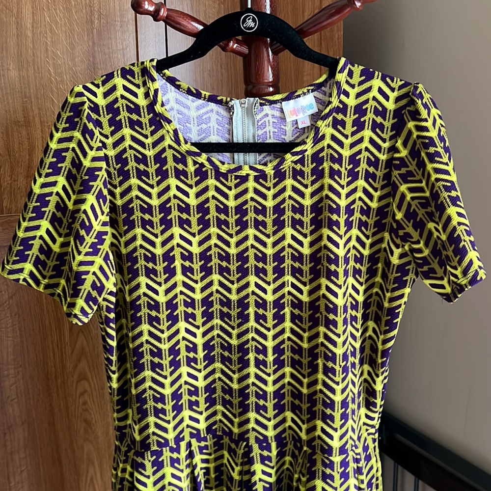 Bright & Colorful LuLaRoe Amelia Skater Dress with POCKETS - XL